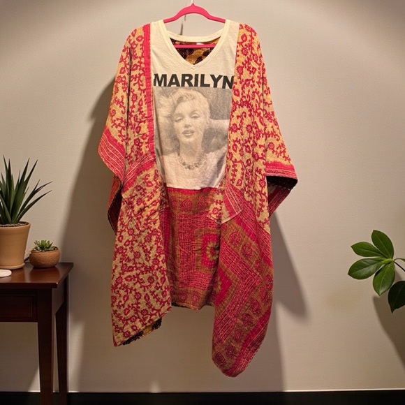 MARYLN MONROE Dresses & Skirts - MARYLN MONROE Band T Kaftan Boho Kantha Pockets Handmade One of a Kind One Size